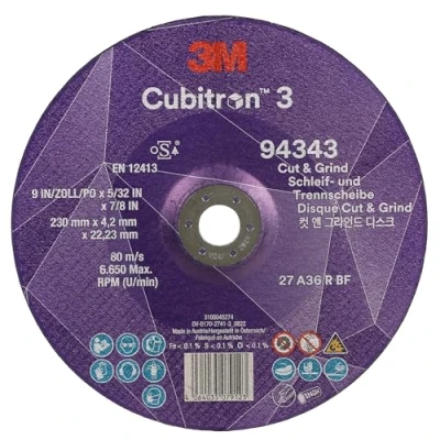 Image de Cubitron à meuler et tronçonner 3, 94343, 36+, T27, 230 mm x 4,2 22,23 mm, EN, 10/paquet