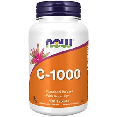 Image de Now Foods, C 1000 avec Églantier, Sustained Release, 1.000 mg, 100 Comprimés végétaliens, Testé en Laboratoire, Vitamine C, Sans Gluten, Soja, Végétarien