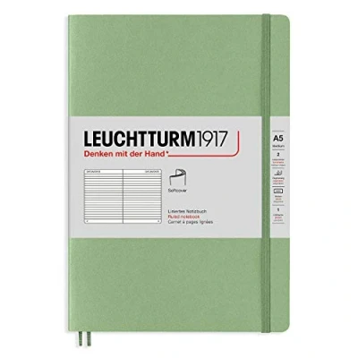 Image de LEUCHTTURM1917 361590 Carnet de notes Medium (A5), Couverture souple, 123 pages numérotées, Sauge, ligné