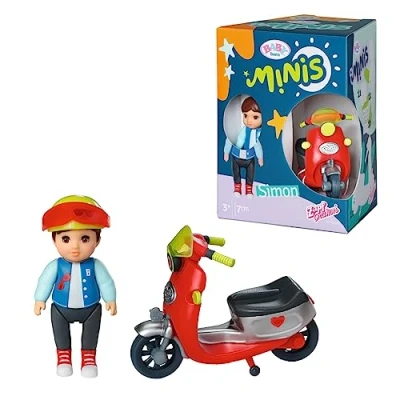 Image de BABY born Minis Set avec Simon &amp; son Scooter 906118 Poupée de 7 cm des accessoires exclusifs corps mobile pour un jeu réaliste Convient aux enfants 3 ans+
