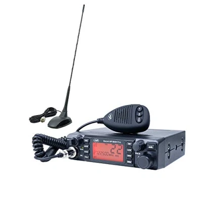Image de PNI Radio CB Escort HP 9001 Pro ASQ réglable, AM FM, 12V, 4W + Antenne Extra 48 avec Aimant Inclus, 45 cm, 150W, SWR 1.0