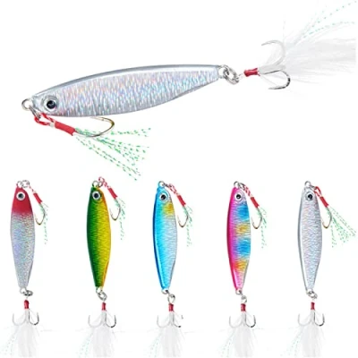 Image de 5 Pcs Leure De Pêche Carnassier Leurre Artificielle Appâts Poissons Peche Set en Eau Douce Salée Leurres Truite pour Brochet,Sandre,Perche