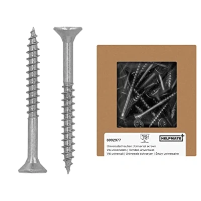 Image de HELPMATE Vis universelles tête fraisée 5x50 acier inoxydable A2 125 à bois avec entraînement PZ 2 et filetage partiel pour panneaux de particules l&#039;intérieur l&#039;extérieur