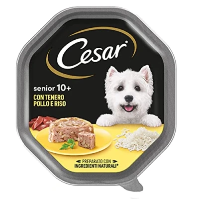 Image de Cesar Senior 10+ Nourriture pour Chien Tendre Poulet et Riz 150 g 14 bacs