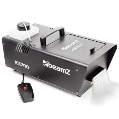 Image de BeamZ ICE700 Machine à Fumée Lourde, 700 Watts, Télécommande filaire 3 m, Réservoir 1.2 L, Idéal pour Créer de la au Sol avec des Glaçons Mariages et Halloween
