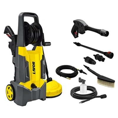 Image de LAVOR Nettoyeur Haute Pression Eau Froide DIVE Extra 135 avec Enrouleur, Accessoire Lave sols, Brosse Fixe et Déboucheur 6 mètres, Bar Max, Débit 420 l/h Max