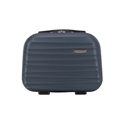 Image de WITTCHEN Trousse de Toilette Valise Voyage Bagage à Main Cabine en ABS Serrure Combinaison Groove Line Nécessaire Bleu foncé