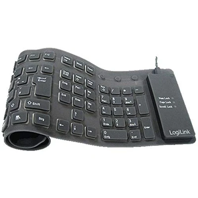 Image de Clavier LogiLink Flexible Waterproof PS/2, USB QWERTZ Allemand Noir