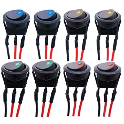 Image de RUNCCI YUN LED Interrupteur à Bascule,Rond Interupteur pour Voiture DC 12V 20A Interrupteurs Levier étanches avec Fil, 3 Broches, Bouton De Verrouillage Voiture, Camion