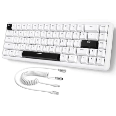 Image de MAMBASNAKE Attack Shark X65 HE Clavier à Déclenchement Rapide, Précision RT de 0,01 mm, 8KHz, Filaire Effet Hall 60% avec Câble 8 KHz, Actionnement Réglable, Snap Tap, pour PC/Mac, Blanc