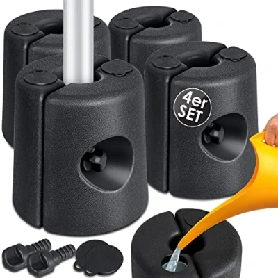 Image de KESSER® Pieds de Sol pour pavillon Set 4 remplissables d&#039;eau ou Sable, en PEHD Poids stabilisation Pavillons, tentes Jardin, réception, Noir
