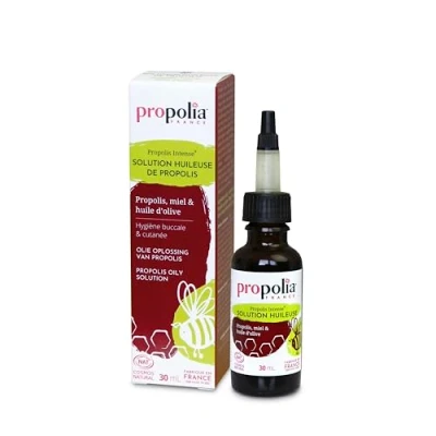 Image de PROPOLIA Bio Solution huileuse de Propolis Apaise et assainit peaux irritées rougeurs Propolis, Miel &amp; Huile d&#039;Olive Sans alcool Fabriquée en France 30 ml