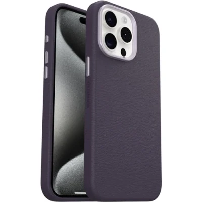 Image de OtterBox Coque Symmetry Series Cactus Leather MagSafe pour iPhone 15 Pro Max, Antichoc, résistante aux Chutes, de Protection Fine, 3X testée Selon la Norme Militaire, Mauve