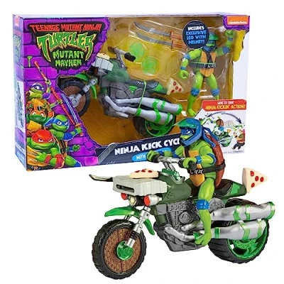 Image de Tortues Ninja, Véhicule avec Figurine exclusive de 12 cm, fonction combat, Leonardo, Jouet pour enfants dès 4 ans, Giochi Preziosi TU8031