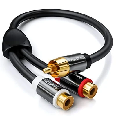 Image de deleyCON Adaptateur / Répartiteur Audio pour Caisson de Basse RCA