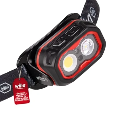 Image de Wiha lampe frontale 500 lm avec détecteur de mouvement I LED rechargeable USB C ultralumineuse 2 modes d’éclairage 10 h d’autonomie (45700)