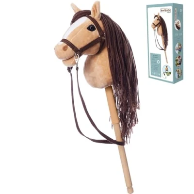 Image de HOPPIHORSE Sport Edition Hobby Horse, A4 Taille, Têtes de Cheval à Chevaucher avec Bride, Rênes, Sangle d&#039;Épaule, Queue, Poignée en Silicone dans Une Boîte Cadeau, Baton, Passe