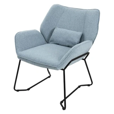 Image de Fauteuil lounge ML DESIGN Bleu Revêtement en lin Accoudoirs Dossier ergonomique