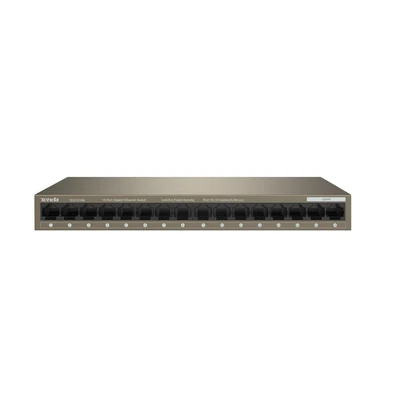 Image de Tenda 16 Port Ethernet Switch, 10/100/1000Mbps Gigabit Plug &amp; Play, One Key VLAN, 6KV Lightning Protection, Wall Mount, Metallic (TEG1016M)