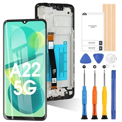 Image de ARSSLY Remplacement de l&#039;écran pour Samsung Galaxy A22 5G SM A226B / DS DSN Affichage LCD Assemblage Verre Tactile (Noir avec Cadre)