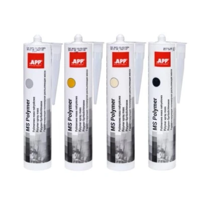 Image de APP MS Polymer Mastic pour carrosserie à pulvériser polymère joints d&#039;étanchéité et calfeutrement carrosserie, camping car caravanes démontable Noir 290 ml