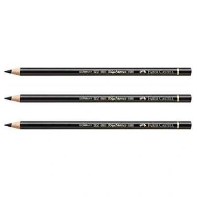 Image de FABER CASTELL Lot de 3 Crayons couleur POLYCHROMOS Mine 3,8mm à l&#039;Huile Noir