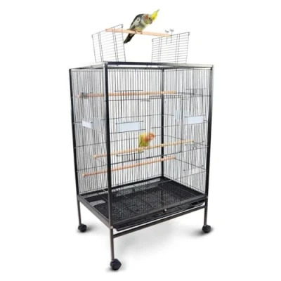 Image de Mobiclinic® Pets, Cage à Oiseaux, NINFA, Roues de Transport, Freins, Ouverture supérieure, Plateau Amovible, 8 Portes, Grand Format, 95x43x61.5 cm, mangeoires, abreuvoirs, perchoirs