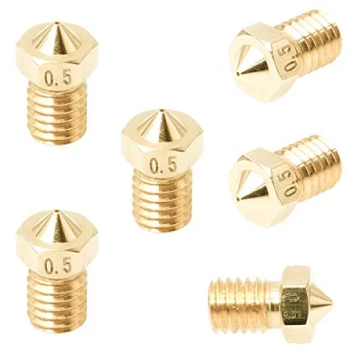 Image de 3D FREUNDE 6 pièces M6 0,5 mm J head set compatible avec E3D V5 / V6 bowden RepRap Extruder Hotend buse en laiton pour filament de 1,75