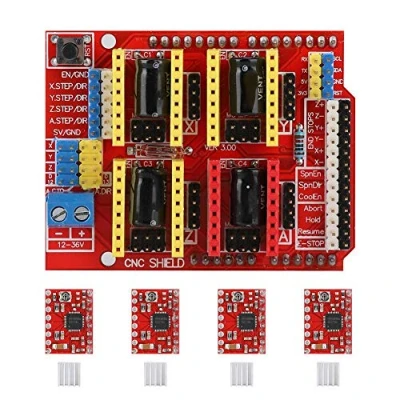 Image de Tonysa Carte d&#039;extension de Blindage CNC Engraver + Pilote Moteur Pas à drv8825 dissipateur Chaleur pour Accessoires d&#039;imprimante 3D V3 Engrave, Broche PWM et directionnelle