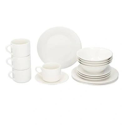 Image de alpina Assiettes Service de Table 4 Personnes d&#039;Assiettes et Bols en Faïence Plates, Tasse a Cafe Passe au Micro Ondes Lave Vaisselle Blanc