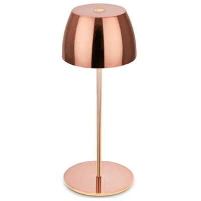 Image de BRILONER Mini lampe de table LED sans fil IP44 avec Touch, variateur continu, batterie &amp; source lumineuse interchangeables, chevet, salon, 8x20 cm (DxH), or rose brillant