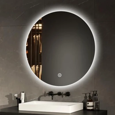 Image de EMKE Miroir de Salle Bain Rond diamètre 70 cm, avec Interrupteur Tactile, LED rétro éclairé, éclairage Blanc Froid 6500K