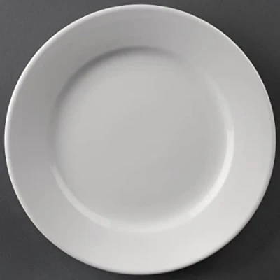 Image de Olympia Athena Assiettes à bord large 202mm (lot de 12), porcelaine blanche, passe au micro ondes, four et lave vaisselle, CC207
