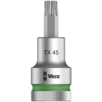 Image de Wera 05003855001 8767 C HF TORX Embouts à douille Zyklop emmanchement 1/2&quot; avec fonction de retenue, TX 45 x 140 mm, Argent/vert