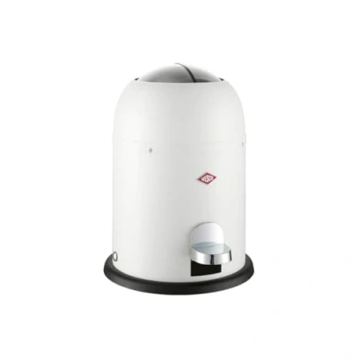 Image de WESCO Mini Master Poubelle de salle bain, en blanc mat, tôle d&#039;acier revêtue par pulvérisation, volume 6 litres, insert plastique, pédale