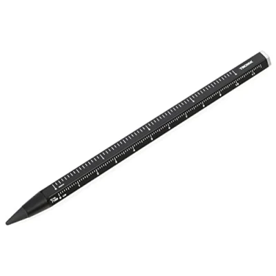 Image de Troika Stylo multi tâches avec pointe en métal et aluminium durable, noir, interchangeable, effaçable, règle centimètre/pouce, dimensions : 147 x 10 mm, PEN20/BK