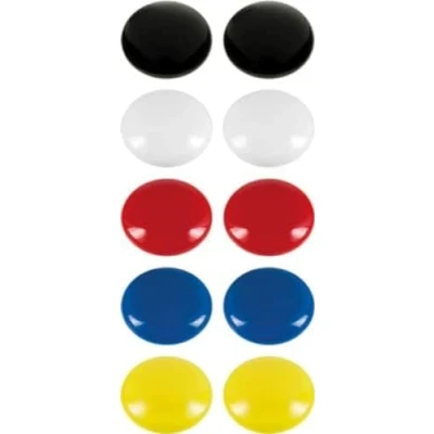 Image de Westcott E 10814 00 Lot de 10 aimants ronds 25 mm chacun 2 x blanc, noir, rouge, bleu, jaune