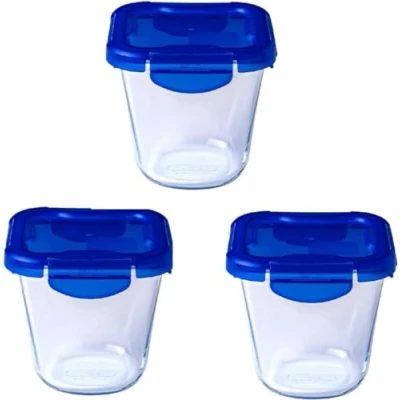 Image de Pyrex Cook &amp; Go Lot de 3 LunchBox Forme Boîte à pâtes 0,8L Verre Borosilicate Compatible four, micro ondes, lave vaisselle Made in France