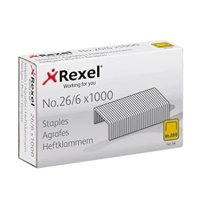 Image de Rexel agrafes n56 (26/6) jusqu&#039;à 20 feuilles Taille standard pour agrafeuses et pinces de bureau Boîte x 1000 (20 000) (2115727)
