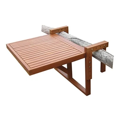 Image de Spetebo Table de balcon pliante en eucalyptus 60 x 45 cm