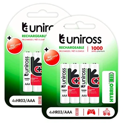 Image de Uniross piles rechargeables Hybrio Ministilo AAA / HR03 Ni MH 1,2 V 900 mAh 2 ampoules de 4