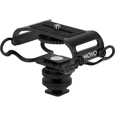Image de Movo SMM5 B Support antichoc universel pour microphone et enregistreur portable Compatible avec Zoom H1n, H2n, H4n, H5, H6, Tascam DR 40x, 05x, 07x autres une vis de montage 6,35 mm