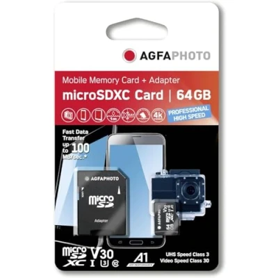Image de AgfaPhoto 10616 mémoire flash 64 Go MicroSDHC UHS I Classe 10 Neuf