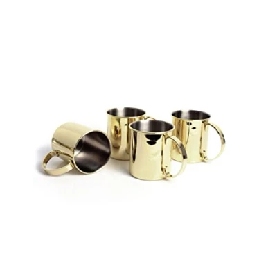 Image de ECHTWERK ensemble de 4 gobelets en cuivre, verres acier inoxydable incassables, cocktails, pour le gin, la vodka et les boissons froides, édition or, 1000 ml