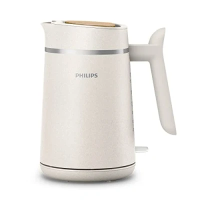 Image de Philips Bouilloire Électrique Édition Eco Conscious, 1.7 L, Voyant Lumineux, Base 360, Fabriqué à Partir d&#039;Huiles de Cuisson Recyclées, Blanc Soyeux Mat (HD9365/10)