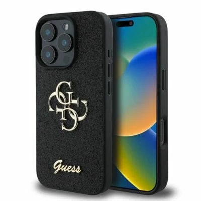 Image de CG Mobile Guess GUHCP16LHG4SGK Coque pour iPhone 16 Pro 6,3&quot; Noir Rigide Fixé Paillettes Big 4G
