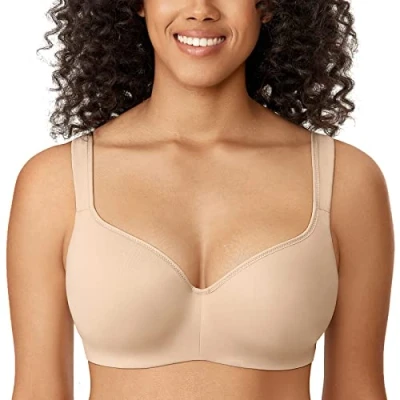 Image de DELIMIRA Soutien Gorge Invisible Grande Taille avec Armature Balconnet Bonnets Moulés Confortables Beige 110B