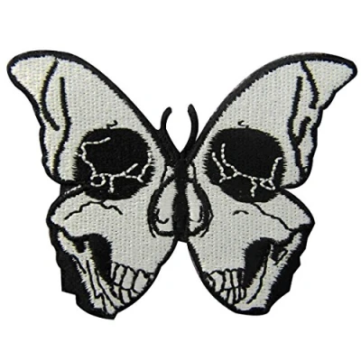 Image de Patch brodé en forme de Crâne Papillon, à coudre ou coller avec fer repasser