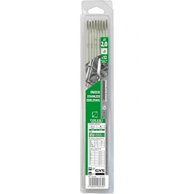 Image de GYS ELECTRODES Inox Ã˜ 2, 0 316L ETUI De 12 CONSOMMABLE Soudure Arc/MMA Toutes Positions A L&#039;electrode Amorcage Des 40V