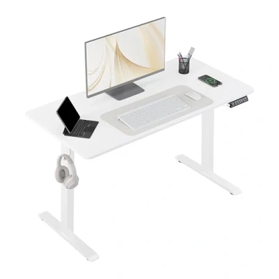 Image de WOLTU Bureau Assis Debout 120x60cm, Électrique, Réglable en Hauteur, 72 120cm, avec Port USB, 4 Hauteurs de Mémoire, Système Anti Collision, Blanc, TS194ws02